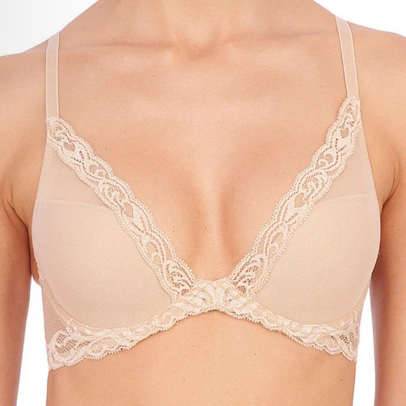 Natori Other - NWT 32D Natori Lace Trim Beige Bra “Feathers” style